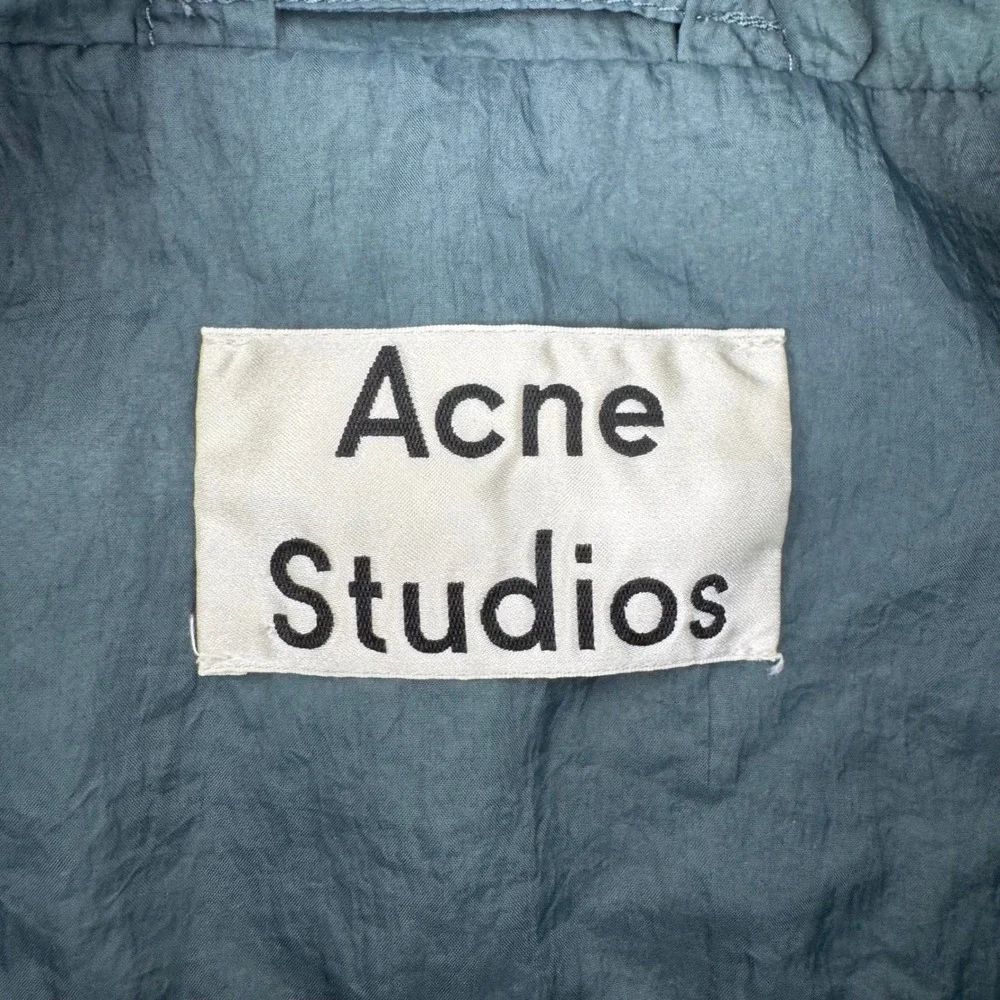 Acne Studios Anorak Jacket Mens 46 Teal Green Half Zip Nylon Windbreaker